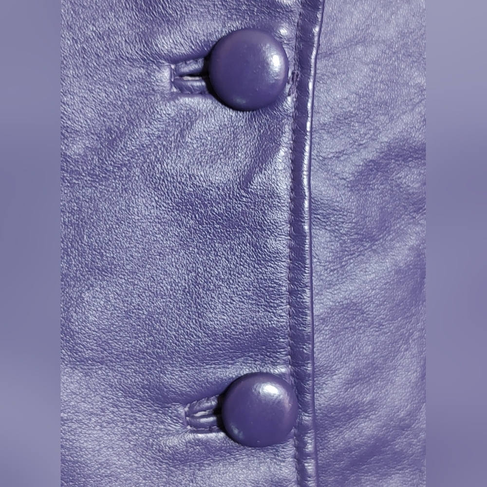 Vintage Tower Hill Women's Purple Leather Jacket Skirt Suit - Picture 3 of 11